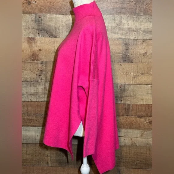 Entro Hot Pink Mock Neck Side Slit Sweater Long Sleeve size S/M - Picture 5 of 11